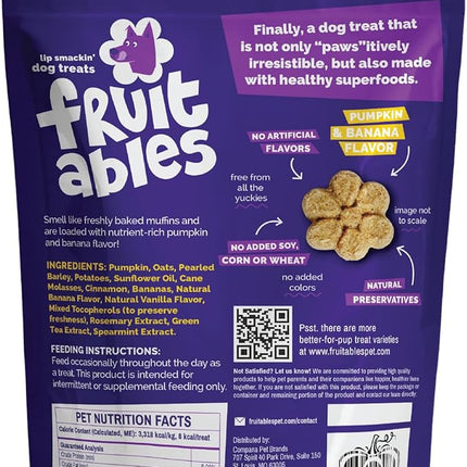 Fruitables Baked Dog Treats, Healthy Pumpkin Treat for Dogs, Low Calorie & Delicious, No Wheat, Corn or Soy, Made in the USA, Pumpkin and Banana Flavor, 12oz