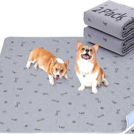 Washable Puppy Pads 2Pack , 41x41 Reusable Pee Pads for Dogs, Absorbent Whelping Pads with Bone Print, Waterproof Dog Rug Non-Slip Protector for Housbreaking,Potty Training,Bed Couch Carpet