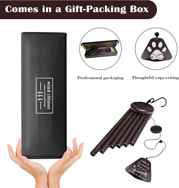 Dog Memorial Gifts for Loss of Dog, Pet Memorial Gifts 32in Wind Chimes, Loss of Dogs Sympathy Gift, Pet Remembrance/Bereavement/Passing Away Wind Chimes