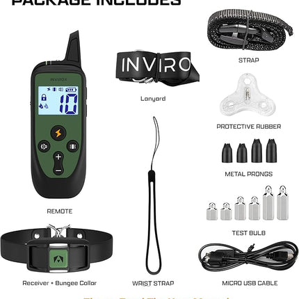 INVIROX Dog Training Collar with Remote [Spark K9] 1100 Yard Range, 124 Levels of Control, Beep, Vibration & E-Stim Modes, IP67 Waterproof E Collar for Dogs Training