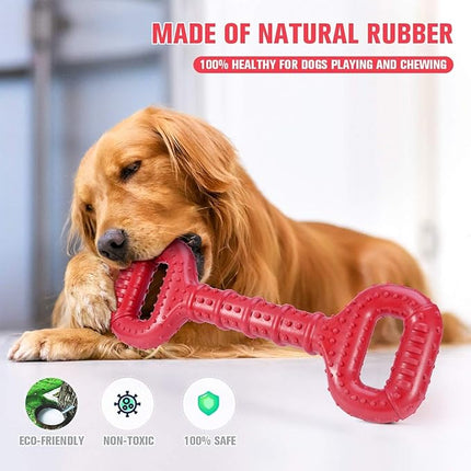 Feeko Dog Toys for Aggressive Chewers Large Breed, 15 inch Interactive Long Lasting Dogs Toy with Convex Design Natural Rubber Tug-of-war Toy for Medium Large Tooth Clean(Red)