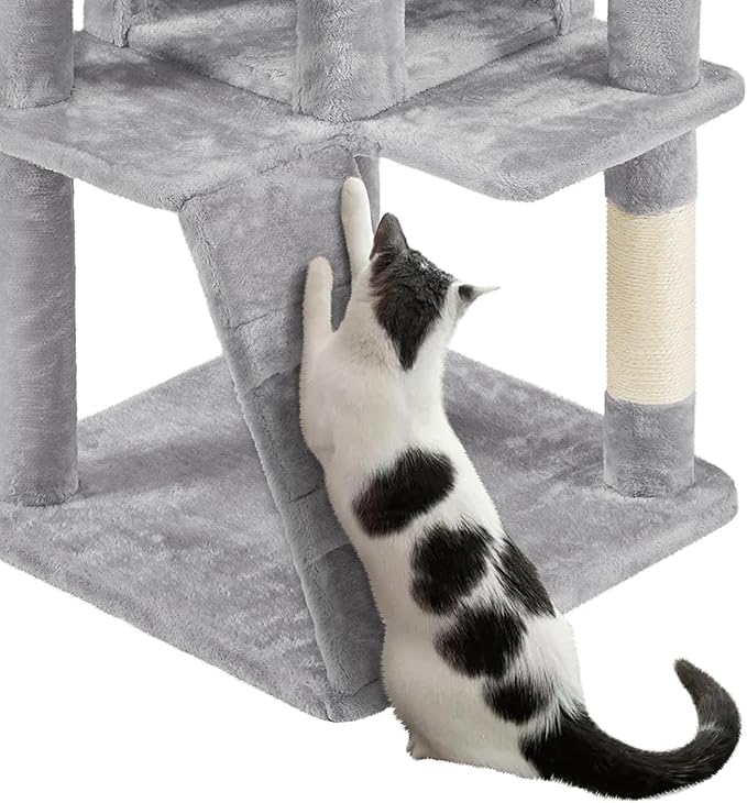 Yaheetech 70in Multi-Level Cat Tree Tall Cat Tower Cat Furniture with Condo, Scratching Posts & Dangling Ball for Indoor Cats Activity Center, Light Gray