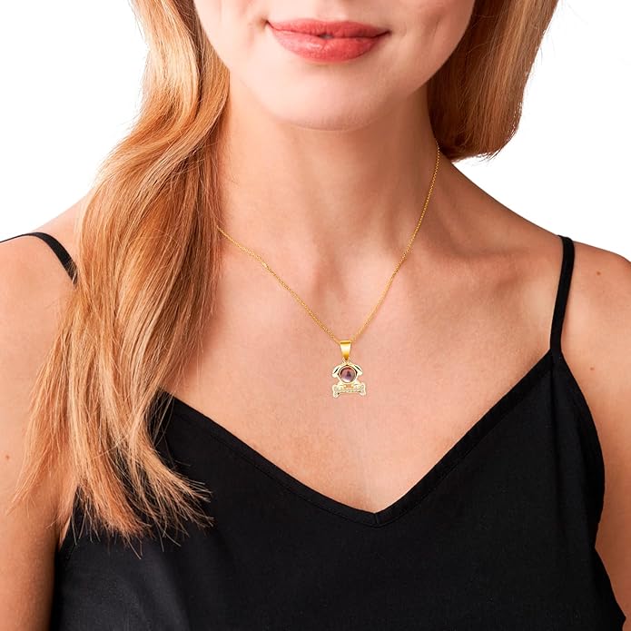 Personalized Picture Necklace with picture inside Custom Projection Necklace Cat/Dog Paw Print Pet Memorial Necklaces for Pet Lovers, Photo Gifts for Anniversary Dog Lovers