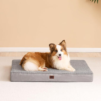 EHEYCIGA Orthopedic XL Dog Beds for Extra Large Dogs with Removable Washable Cover, Light Grey, 44x32