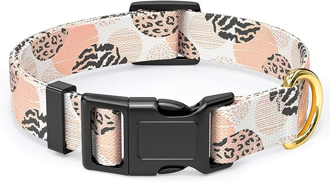 Rnivvi Dog Collar for Medium Dogs, Cute Heavy Duty Adjustable Puppy Collar with Quick Release Buckle for Boy Girl & Female, Pet Accessories for Walking Running, M Length 1" Width, Modern Abstract Art