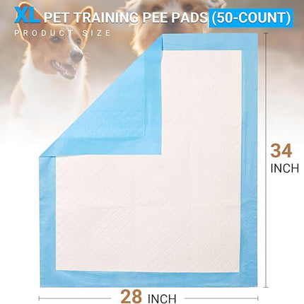 CALPALMY XL Pet Training Pee Pads (50-Count) - X-Large 28" x 34" Training Pad, Disposable Thicken Pee Pads for Dogs, Puppies, Large Dogs, Cats, and Rabbits - Quick Absorb Doggie Potty Pads