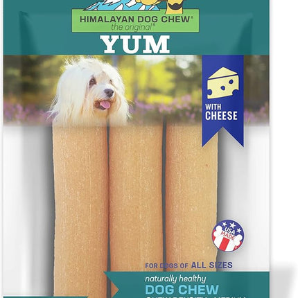 Himalayan Dog Chew Yak Cheese Dog Chews, Lactose Free & Grain Free, USA Made, for All Dog Breeds, Medium Density Cheese Chew, Resealable Pouch with 3 YUM Treats, Cheese Flavor