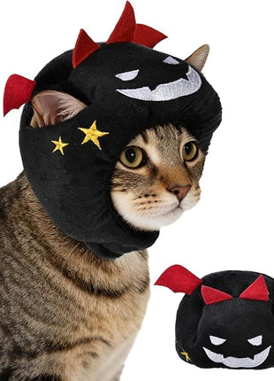 Cat Halloween Costumes Halloween Devil Horn Hat for Dogs Cats Adjustable Cute Black Demon Cap Festival Pet Head Dress Up Accessories for Halloween Puppy Kitten Cosplay Costume Gifts