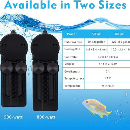 hygger Fast Heating Aquarium Heater 800W with Digital Controller for 120-180 Gallon Fish Turtle Stock Tank Pond Accurate Adjustable