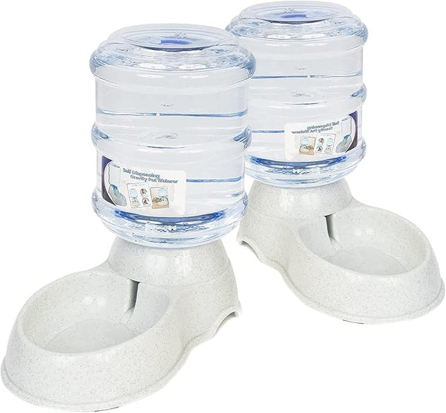 ZONETECH Pet Feeder Dispenser 2 Pack- Premium Quality Durable Self-Dispensing Gravity 1 Gallon Pet Food Bowl- Automatic Self Feeding for Cats and Dogs