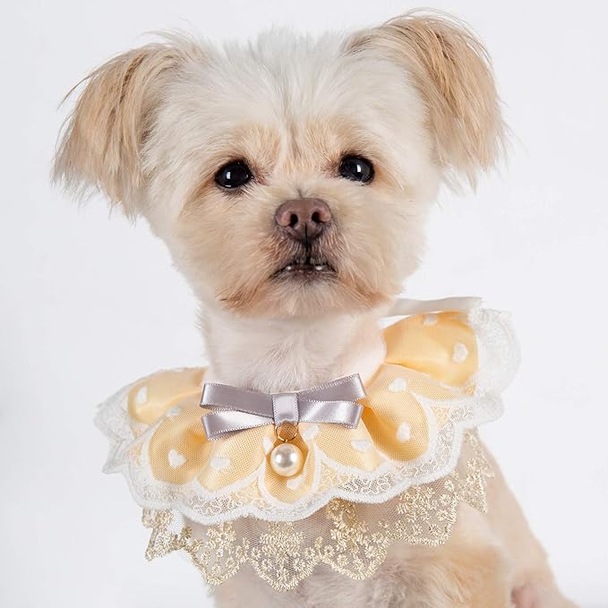 2PCS Dog Cat Collar Pearl Pet Bib Cute Scarfs Necklace Neck Strap for Pet Costume Supplies