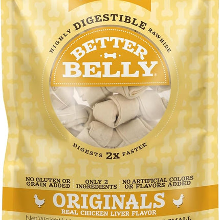 Better Belly Chicken Liver Rawhide Small Dog Bones, 10-Count