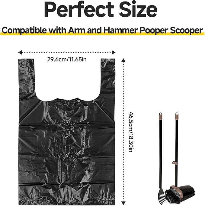 60 Count Pooper Scooper Bags Compatible with Arm and Hammer, Dog Waste Bags with Easy-Tie Handles, Extra Thick with No-Leakage Pet Poop Bag for Swivel Bin and Rake, Multi-Use (Only Dog Poop Bags)