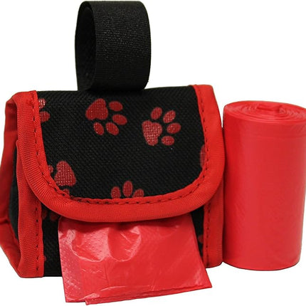 FiveStarPet Purse Style Dispenser with 2 Rolls Made in USA Easy Open Poop Bags Dog Waste Bags (Red Paw)