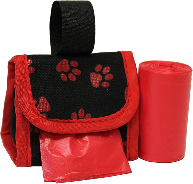FiveStarPet Purse Style Dispenser with 2 Rolls Made in USA Easy Open Poop Bags Dog Waste Bags (Red Paw)