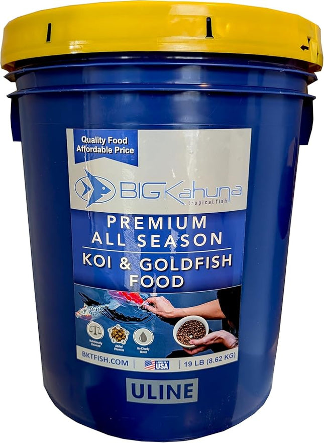 BIG Kahuna Koi Fish Food for Ponds 19lb - Koi Food for Pond Fish Food Pellets – 3/16-1/4 Floating Pond Pellet