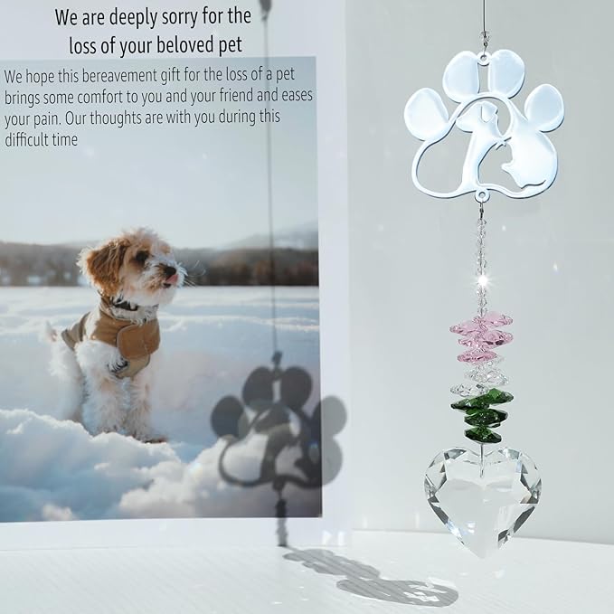 Pet Memorial Suncatcher, Dog Memorial Gifts, for Pet Loss and Pet Sympathy, Thoughtful Bereavement Remembrance Gifts for Dogs and Cats