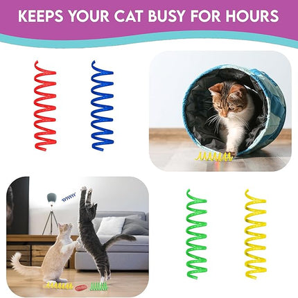 SPOT Colorful Springs Cat Toys – 3" Bouncy Coils for Indoor Cats & Kittens to Swat, Chase & Bite, Safe Lightweight Plastic, Interactive Enrichment Toys, 10-Pack Multi-Color