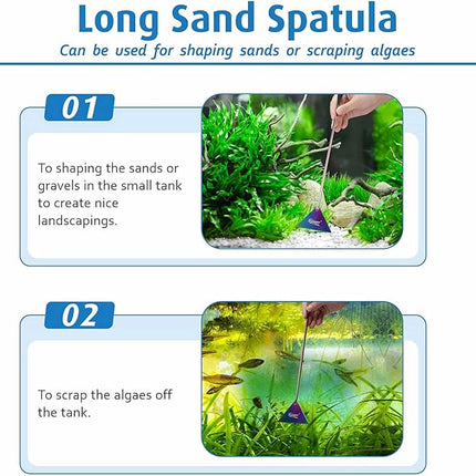 hygger 6-in-1 Long Aquarium Aquascaping Tools Kit, Color Stainless Steel Premium Aquatic Plant Tweezers Scissors Spatula Kit Comes with 1 Tool Holder and 1 Cleaning Cloth, for Fish Tank Starters