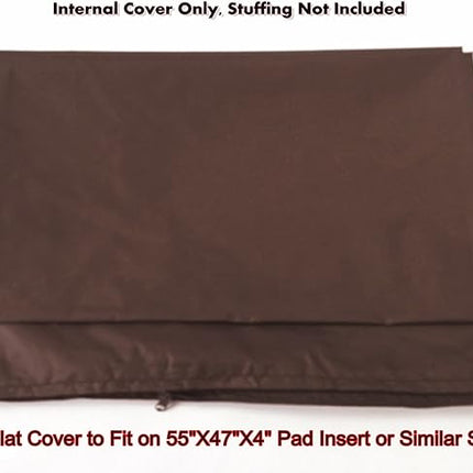 Dogbed4less 1 Pack Internal Duvet Case Waterproof Zipper Dog Bed Cover for Jumbo/XXXL Large 55"x47"X4" Memory Foam Pad Pet Bed - 59"x51" Flat