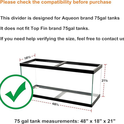 Acrylic Aquarium Divider Kit 5.5/10 / 20L / 20H / 29 / 40B / 55/75 / 125gal Fish Tank with Suction Cups