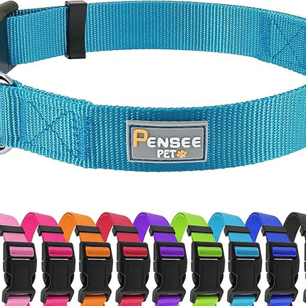 Dog Collar Light Blue Basic Dog Collars with Breathable Quick Release Nylon Pet Collar for Puppy Small Medium Large Dogs Boy