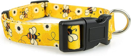Limeloot Bees Dog Collar, Adjustable Dog Collar for Male and Female Dogs, Medium