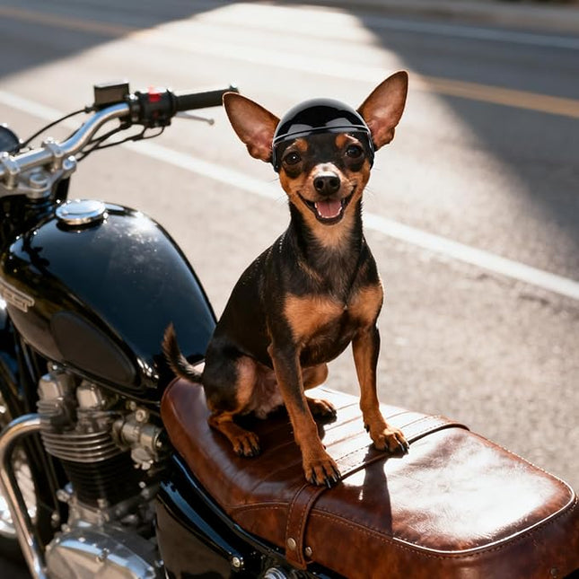 LESYPET Dog Helmet for Small Dogs, Puppy Motorcycle Helmet with Ear Hole Small Dog Hat with Adjustable Strap, Black X-Small