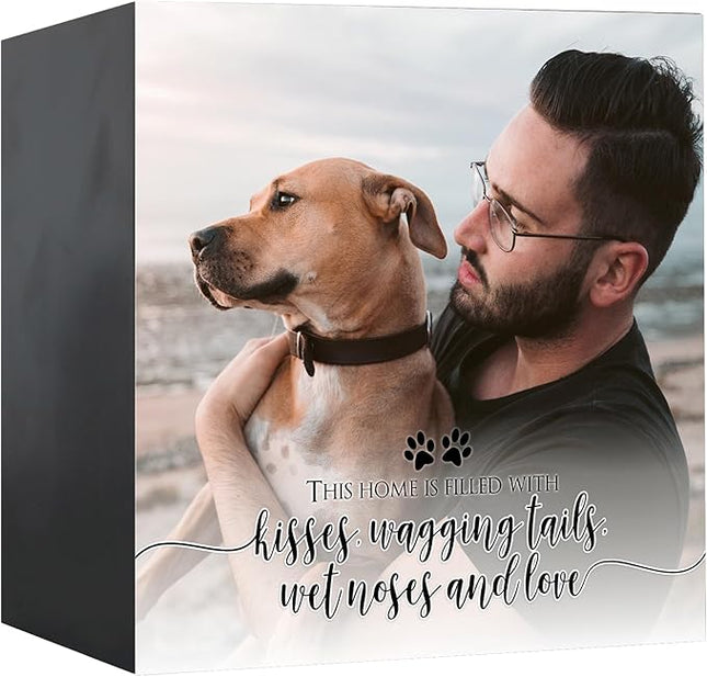 LifeSong Milestones Wooden Shadow Box Cremation Urn for Pet Ashes| Urns for Ashes of Deceased Pet Dog Cat| Sympathy Keepsake 6x6