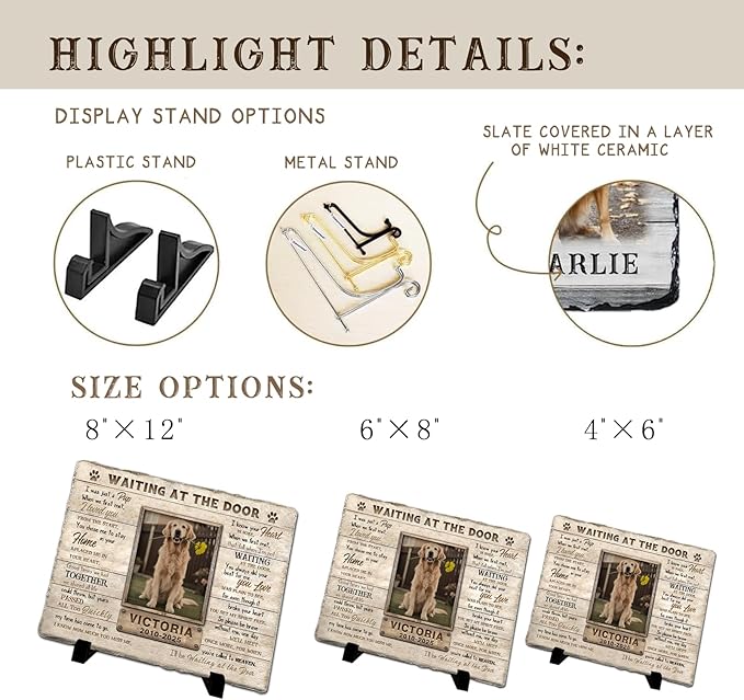 Personalized Pet Memorial Stone, Custom Dog Memorial Gifts for Loss of Dog with Photo Name Date, Dog Remembrance Gift, Loss of Dog Sympathy Gift for Dog Cat Lovers (Quote 2)