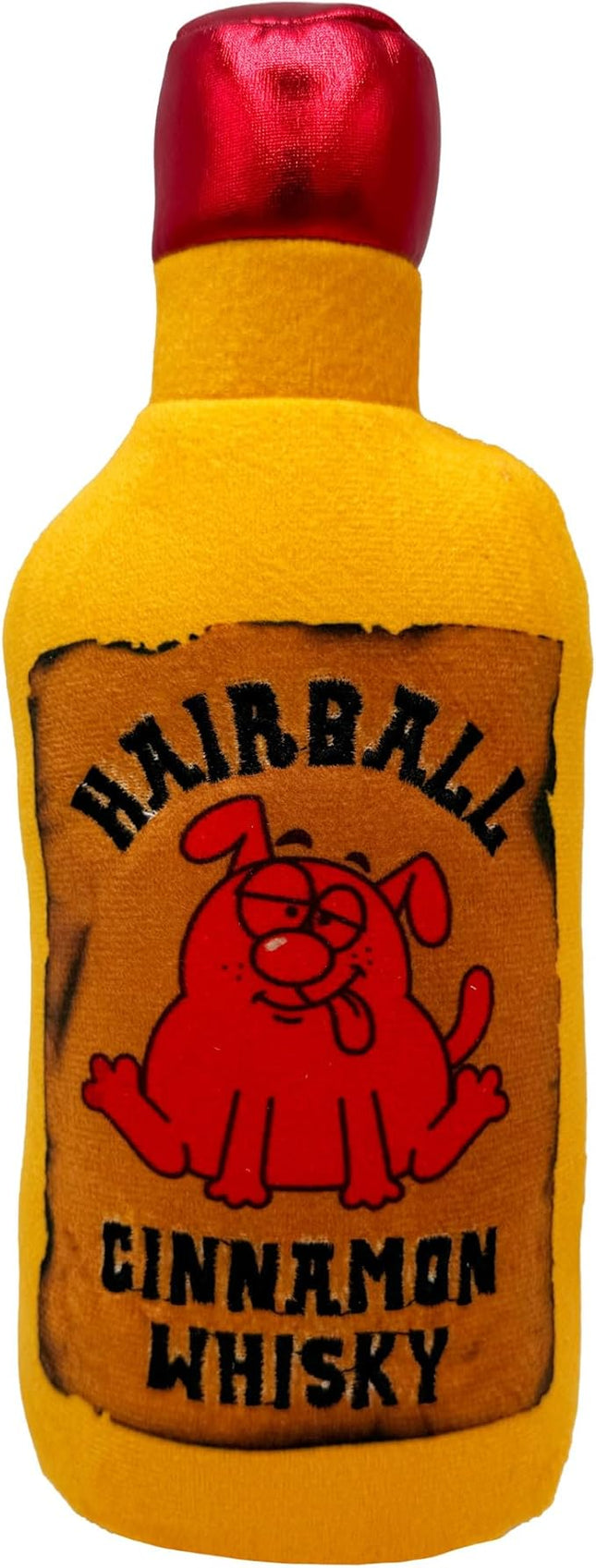 Huxley & Kent Funny Dog Toy w/Squeaker – Power Plush Squeaky Dog Toys for Small, Medium & Large Dogs – Soft Stuffed Animal for Indoor Play & Fetch - Hairball Cinnamon Whiskey, Large