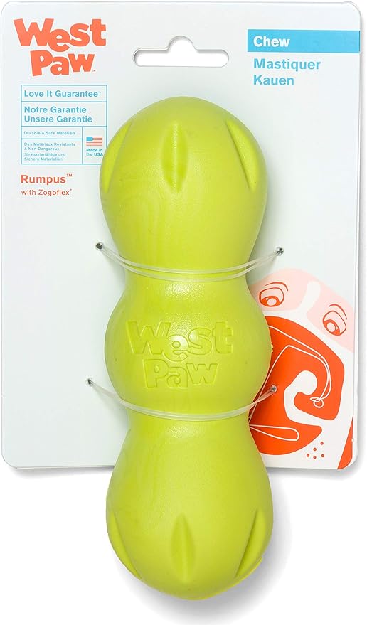 WEST PAW Zogoflex Rumpus Dog Chew Toy – Floatable Toy for Dogs, Aggressive Chewers – Puppy Chewing Toys for Catch, Fetch – Recyclable, Dishwasher-Safe, Small 5.25", Granny Smith