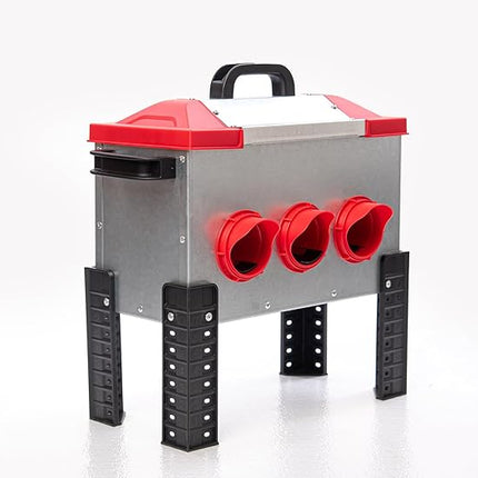 RentACoop Flock Feeder 15 Metal Chick2Chicken Feeder – Space-Saving Weatherproof Poultry Feeder with 6 Ports, Adjustable Legs, Rain Covers for Chicks, Chickens, Quail, Bantams, and Other Small Birds