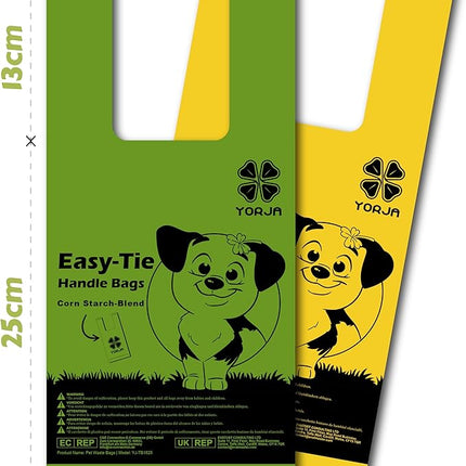 YORJA Tie Handles Dog Poop Bags, 440 Pet Waste Bags, Thick and Strong 100% Leak-Proof Easy Tie Up Doggy Bags