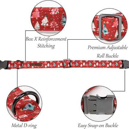 Lionet Paws Christmas Dog Collar with Sailor Bow, Cute Christmas Tree Red Dog Collar Bow Tie for Puppies and Cats, XS, Neck 8-12 inches