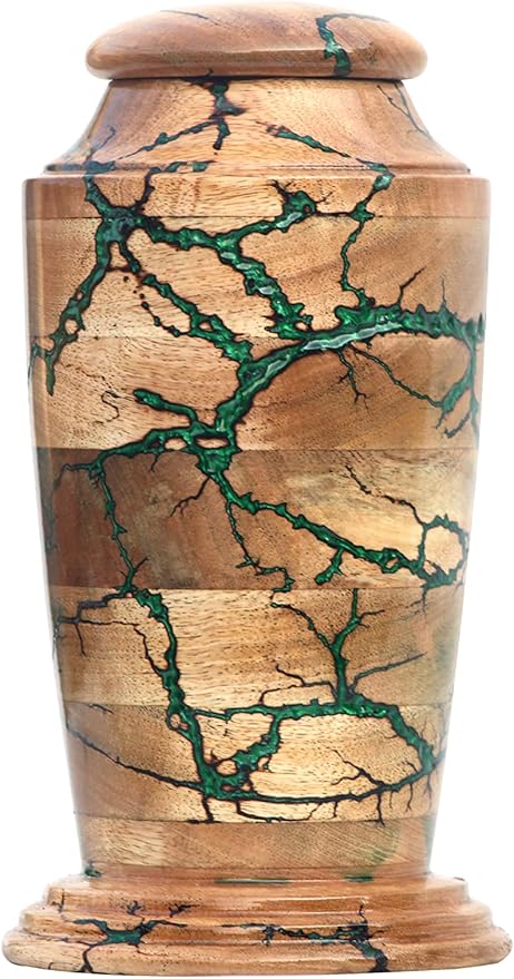 Lichtenberg Figure Urn Resin and Wood Cremation Urn - Personalized Wooden Cremation urn urns for Ashes - Funeral Box Ashes (11" x 6" x 5")