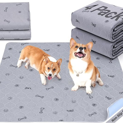 Washable Pee Pads for Dogs, 4Pack Reusable Puppy Training Pads 34x36, Absorbent Whelping Pads with Bone Print, Non-Slip Waterproof Pet Training Pads for Couch, Crate, Potty Training