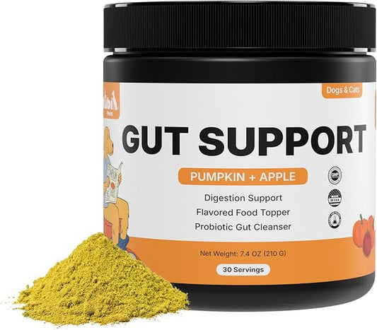 Pumpkin Gut Support for Dogs – Digestive Health Supplement with Natural Fiber & Probiotics, 30 Servings | Kubi Pets (30)