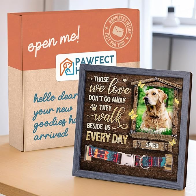 Pawfect House 9x9IN Memorial Personalized Dog Memorial Picture Frame, Loss Of Dog Sympathy Gift, Pet Memorial Gifts For Dogs, Custom Pet Loss Sign Memorial Keepsake, Bereavement Gifts