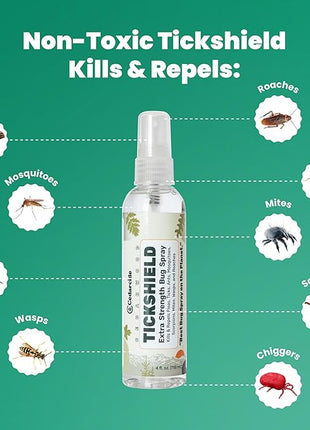 Cedarcide Extra- Strength Tickshield | Deep Woods Cedar Oil Tick & Mosquito Repellent Spray Kills & Repels Ticks, Fleas, Chiggers and Mosquitoes| For People & Pets | Natural Essential Oils | 4 Oz