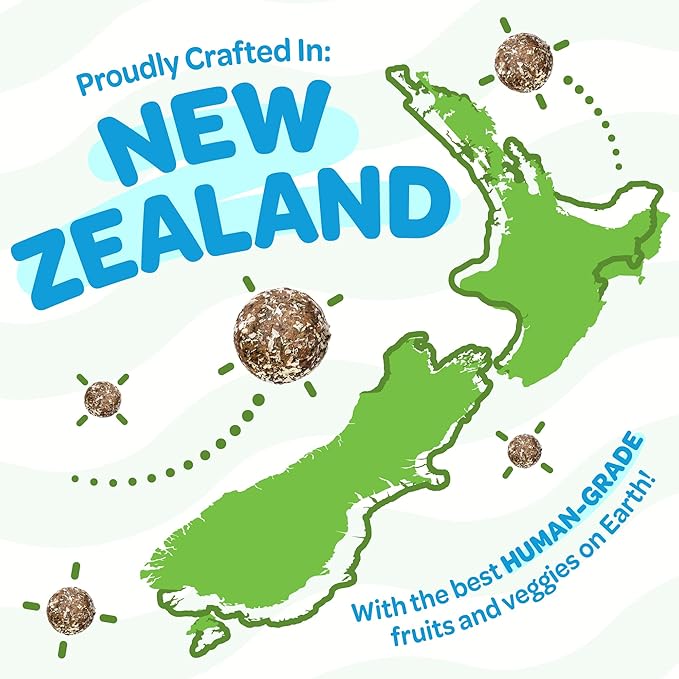 Nutritious All Natural Bulk Dog Treats - Vegan, Fiber-Rich, Human-Grade - All Breeds, Sizes, Ages - Made in New Zealand - Mango, Spinach & Chia - 6pk (108 Dog Treats Bulk)