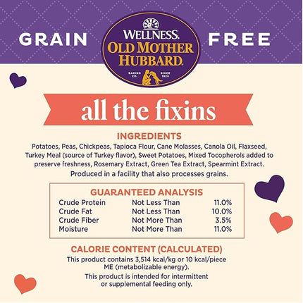 Old Mother Hubbard by Wellness All The Fixins Grain Free Natural Dog Treats, Crunchy Oven-Baked Biscuits, Ideal for Training, Mini Size, 16 Ounce Bag (Pack of 2)