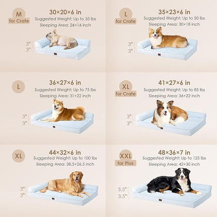 EHEYCIGA Memory Foam Dog Bed Medium Sized Dogs, Waterproof Dog Bed Orthopedic with Washable Removable Cover, Non-Slip Pet Bed Couch for Crate, 30x20x6 Inches, Washblue