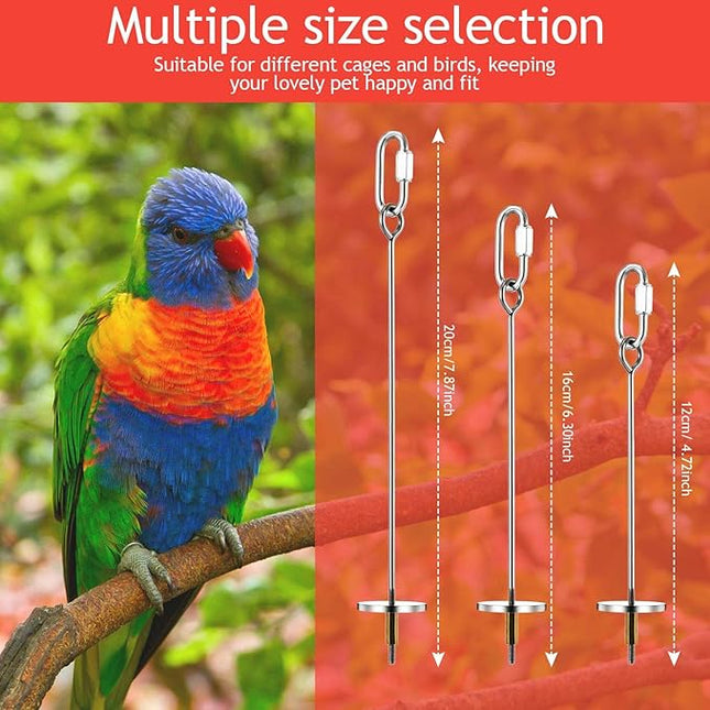 Weewooday 3 Pcs Bird Cage Food Holder Parrot Fruit Vegetable Skewer Stainless Steel Stick Feeder Bird Treats Skewer Parakeet Cockatoo Cockatiel Cage Treating Tool Small Animal Hanging Foraging Toys