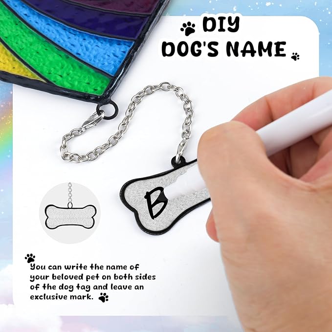 Stained Glass Rainbow Bridge Dog Memorial Gifts for Loss of Dog, Window Hanging Dog Memorial Suncatcher Sympathy Passing Away Pet Memorial Bereavement Dog Gifts, Angel Dog