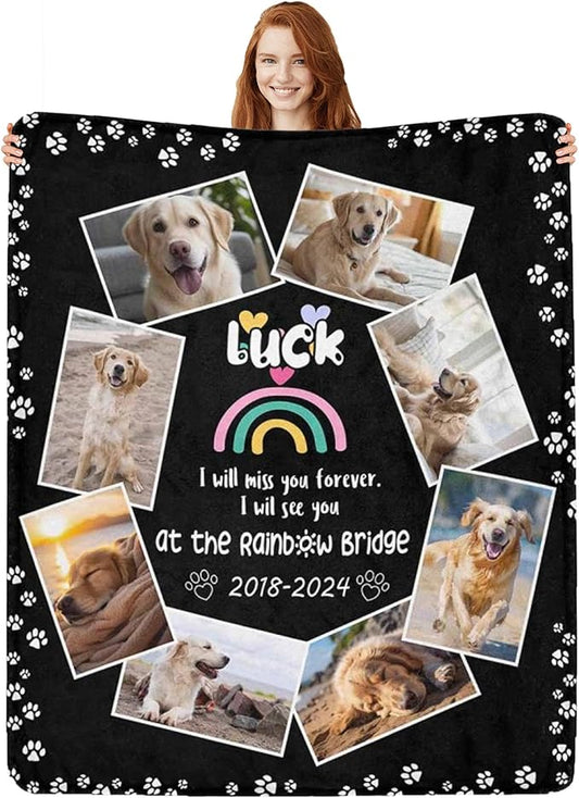 Artsadd Custom Dog Memorial Gifts for Loss of Pet Cat, Personalized Dog Memorial Blanket with Photos, Pet Memorial Gifts, Pet Loss Gifts, Pet Memorial Throw Blanket, Gifts for Pet Cat Lovers