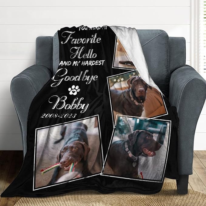 Artsadd Dog and Cat Memorial Gifts, Pet Loss Memorial Blanket, Custom Dog Blanket, Personalized Dog Remembrance Gifts, Loss of Dog or Cat Remembrance Sympathy Grief Condolence Bereavement Gifts