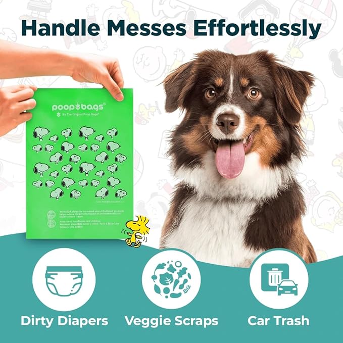 The Original Poop Bags® Peanuts XL Bulk Rolls, 600 Jumbo Dog Waste Bags, 38% Plant-Based, Unscented, Leak-Proof & Extra Thick, 2 Rolls