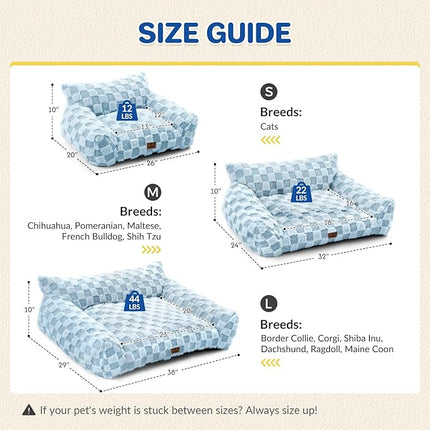 Large Dog Bed Sofa, Fluffy Pet Bed for Medium and Large Dogs, Supportive Dog Couch Sofa for Dogs, Pet Sofas with Washable Cover & Non-Slip, 38 inch, Blue