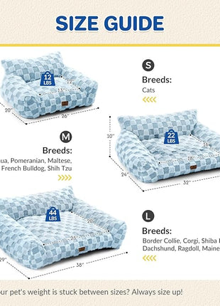 Cat Bed Cat Couch for Puppy and Kitten, Fluffy Pet Sofas Medium Dog Sofa Bed, Supportive Cats Sofa for Indoor Cats, Washable Cover & Non-Slip, 32 inch, Blue